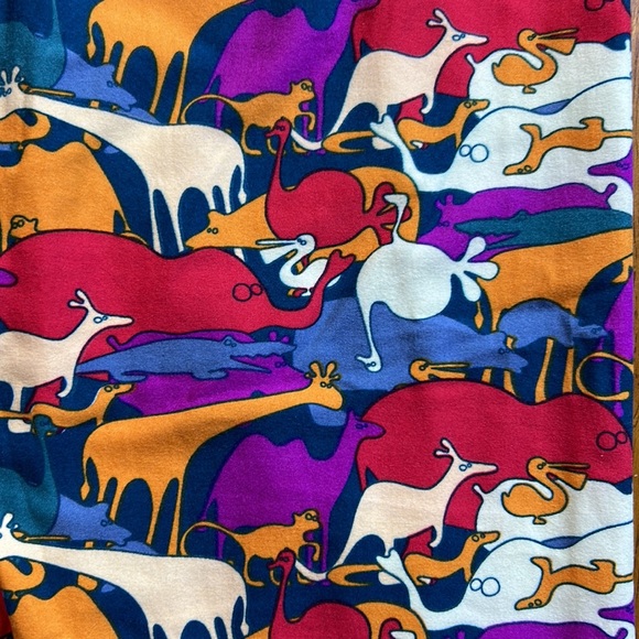 LEGGINGS OS ONE SIZE LulaRoe Novelty Print NEW Wild Animal Fun Zoo Colorful - Picture 2 of 7